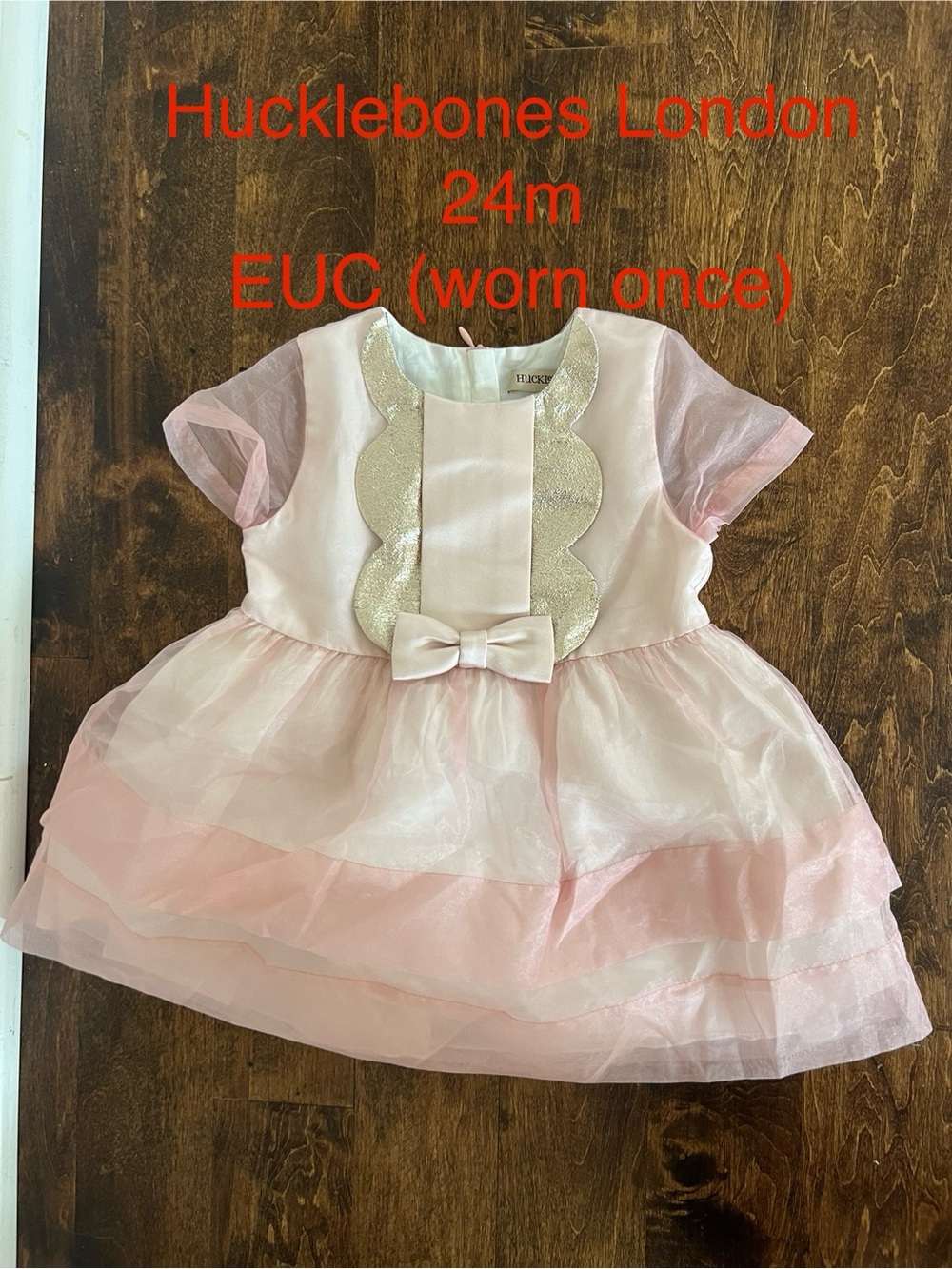 Pink & Gold Tulle Bow Formal Dress - 24M